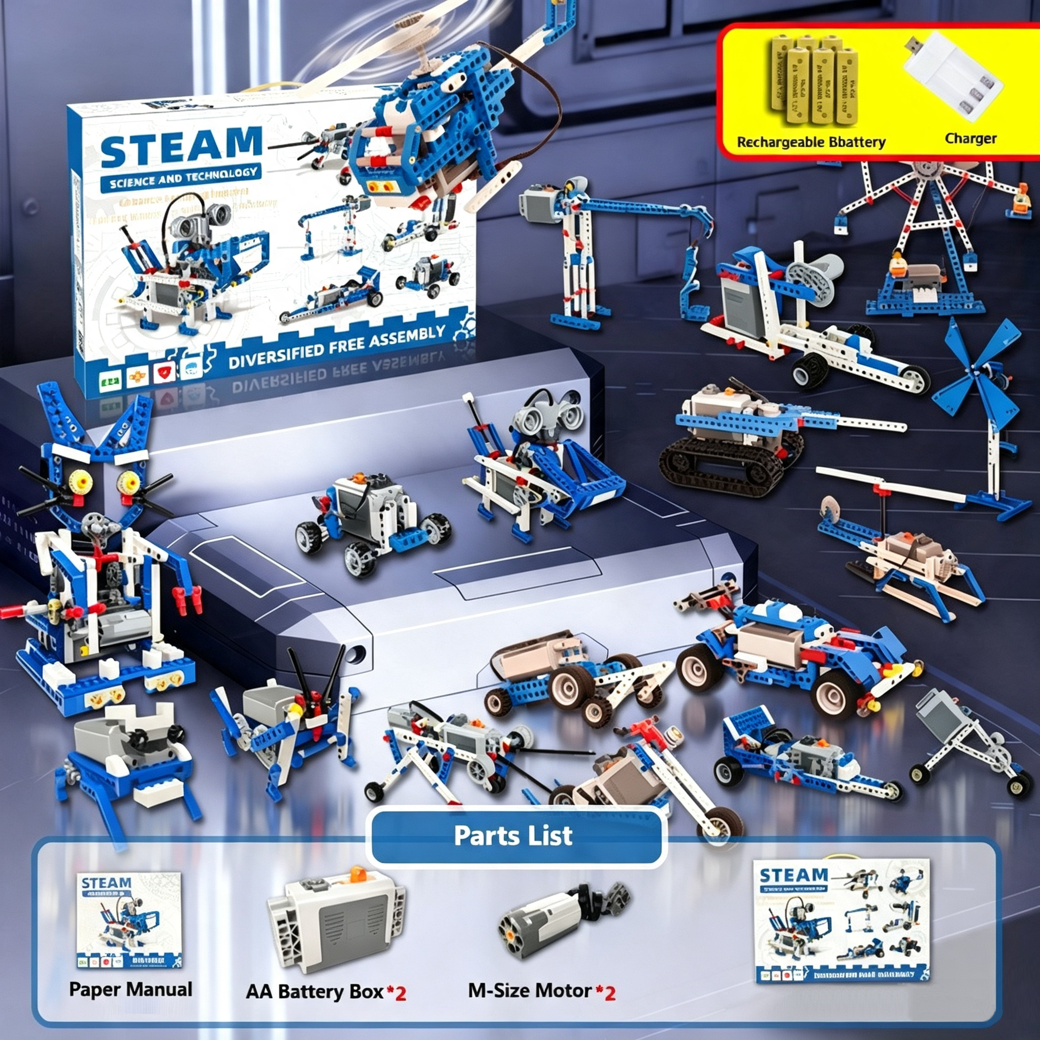 Compatible Robotic Motorized Building Blocks; 9686 STEM Educational Building Block Set