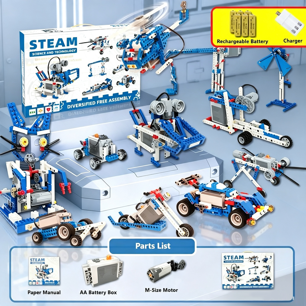 Compatible Robotic Motorized Building Blocks; 9686 STEM Educational Building Block Set