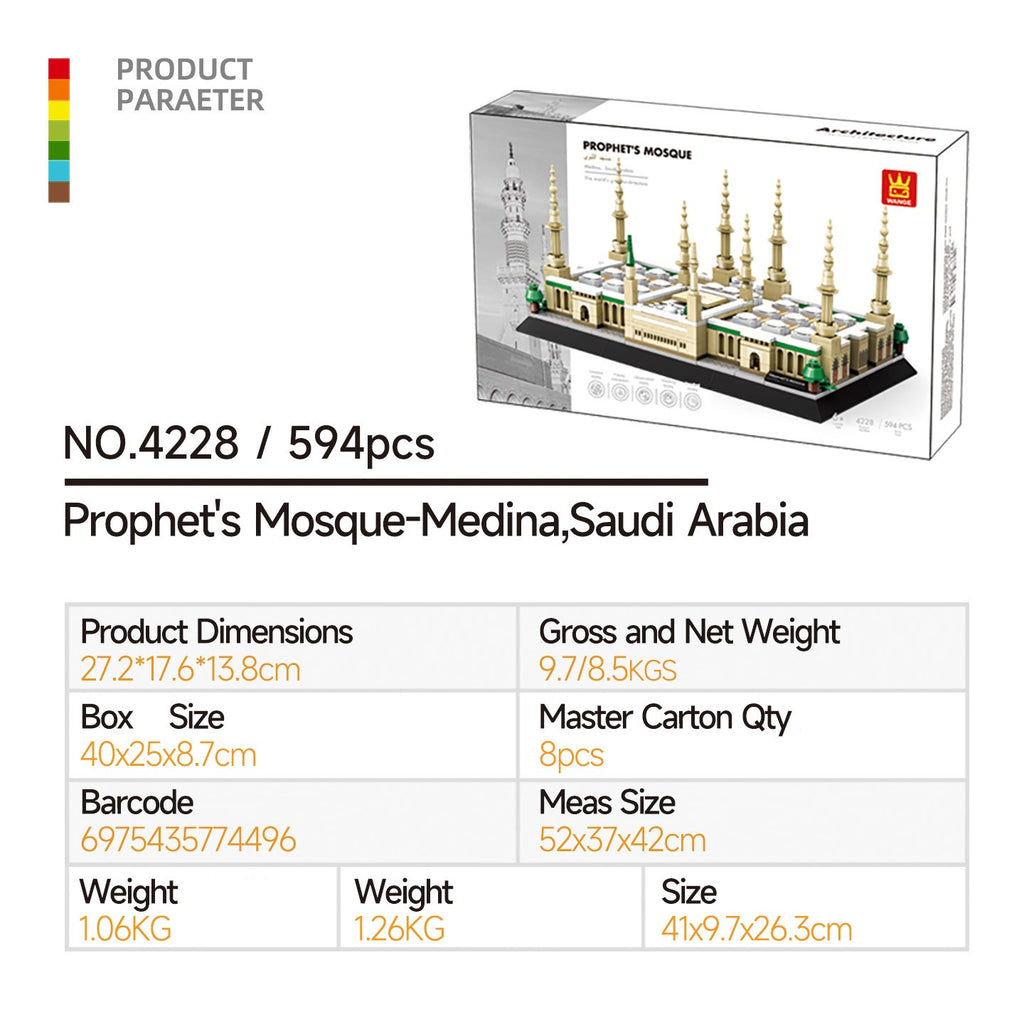Wange - Al-Masjid an-Nabawi w Medinie, Arabia Saudyjska Mini Brick Building Set 4228 - 594pcs