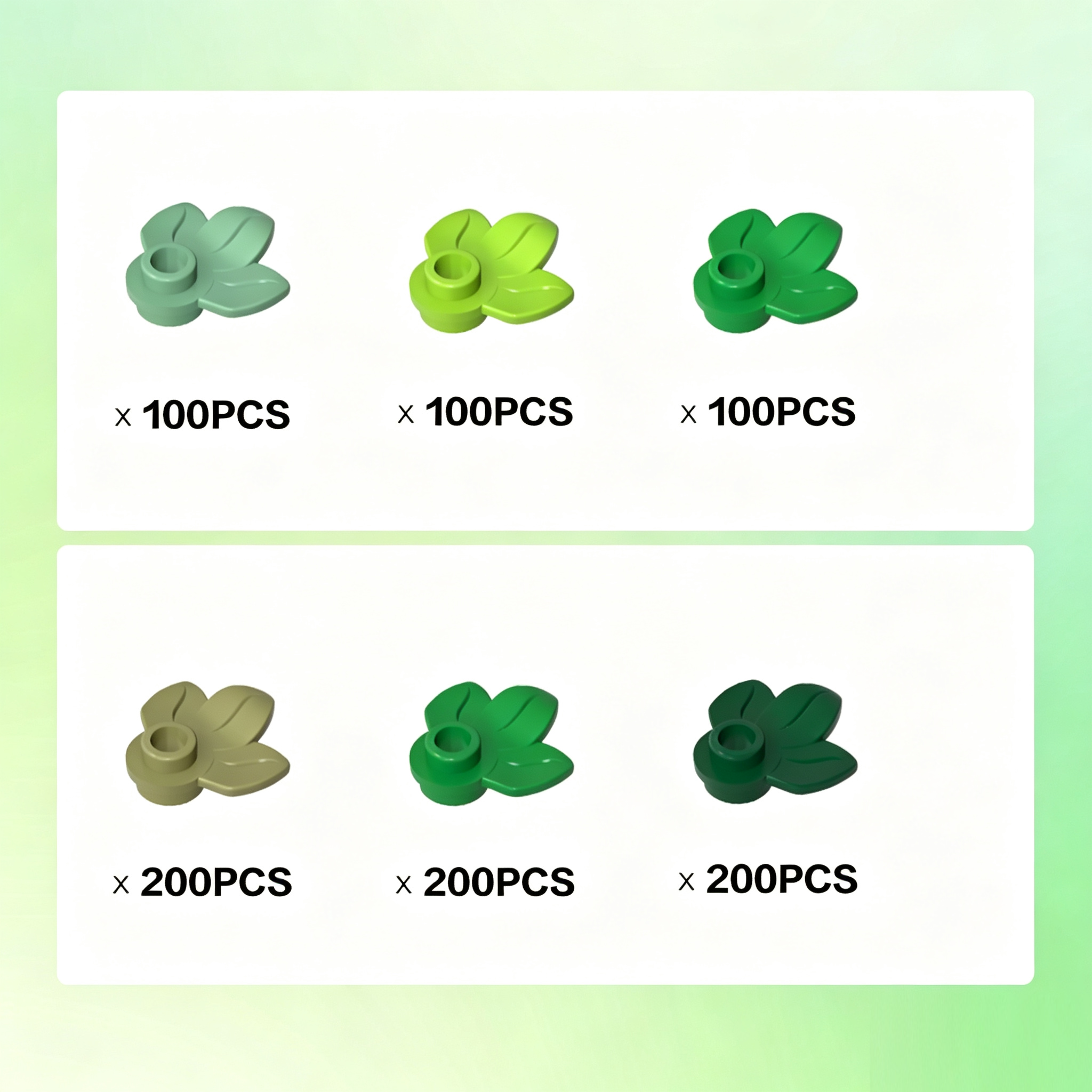 Plant, Plate 1 x 1 Round with 3 Leaves x900PCS #32607 - SKU - OurGobricks