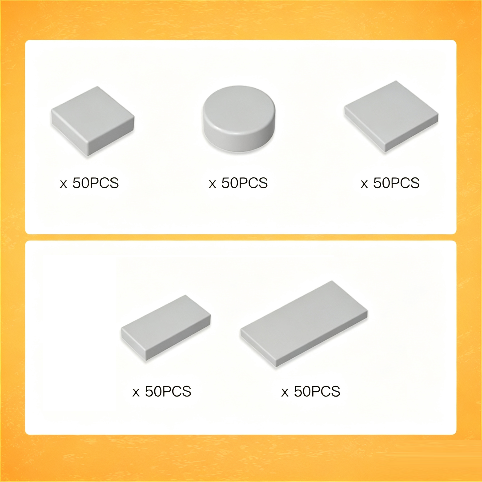 Tile 1 x 1 / 1 x 2 / 2 x 2 / 2 x 4 with Groove 5X50 PCS - SKU - OurGobricks