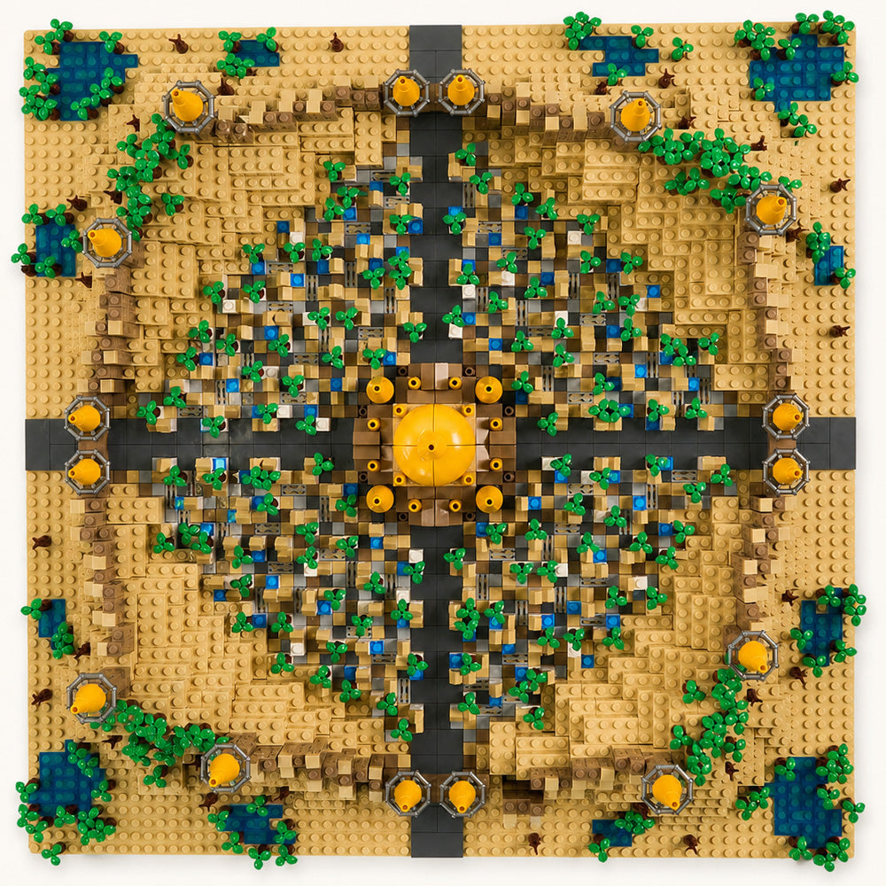 MAP Tec Desert Kingdom – Oriental-Style Micro Architectural Wonder | 3,011-Piece MOC Collector's Set - GOBRICKS x MOCERS Collaboration Brick Zone - SKU - OurGobricks