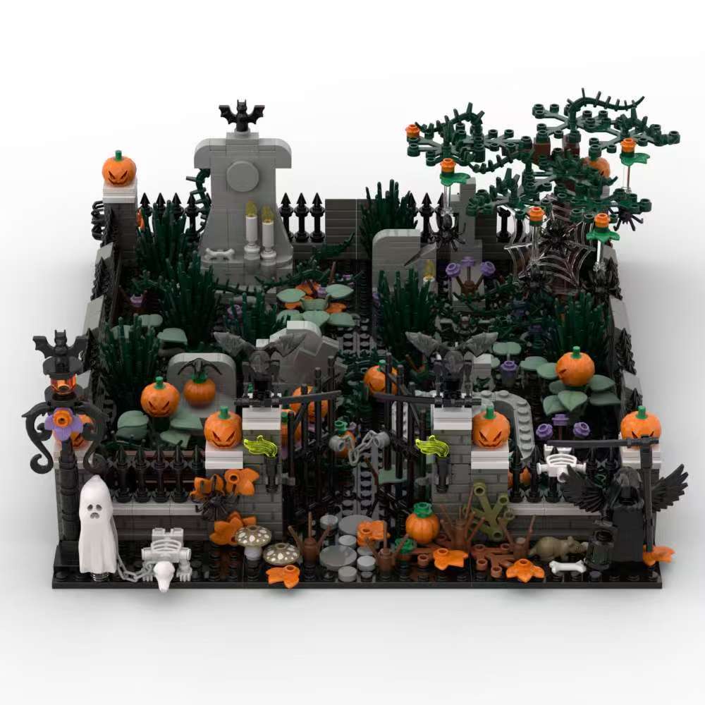 Halloween Decoration Building Bocks, Ghost and Death God Cemetery Street Scene, MOC Scene Ornaments