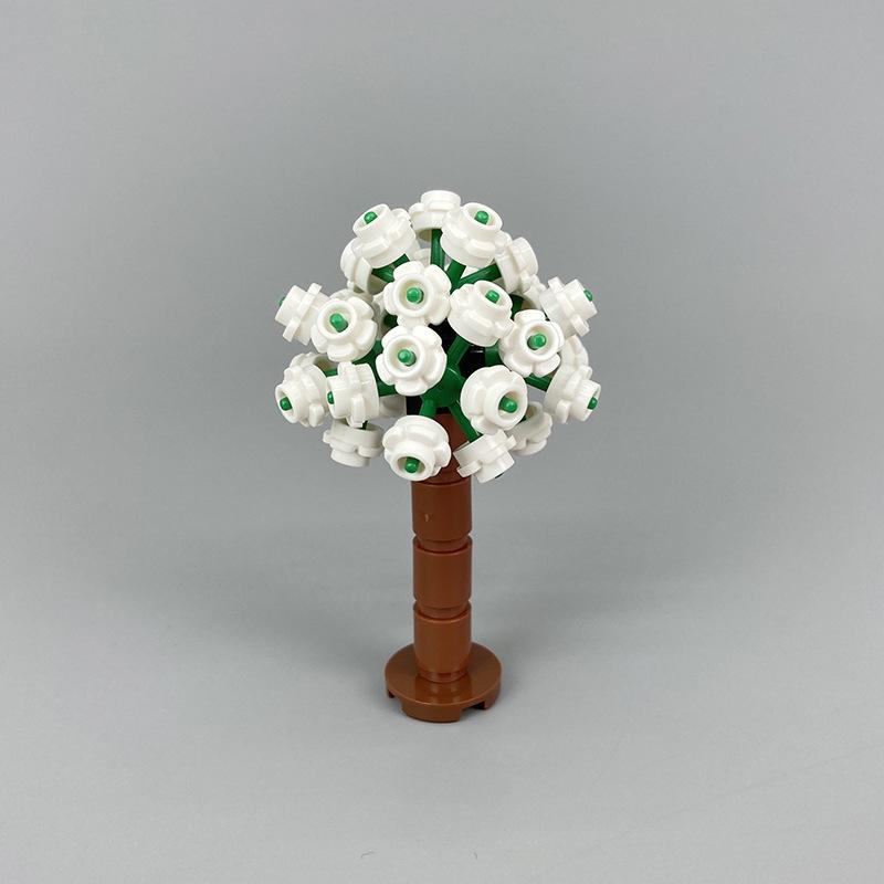 MOC Home Garden Scene Parts Set, Flower and Tree Plant Building Block Set, Wedding Courtyard Scene