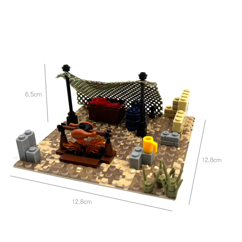 Desert Military Scene Set, Sentry Post Command Camp Scene Set, Diy Assembly Small Particle Building Block Moc Scene - SKU - OurGobricks