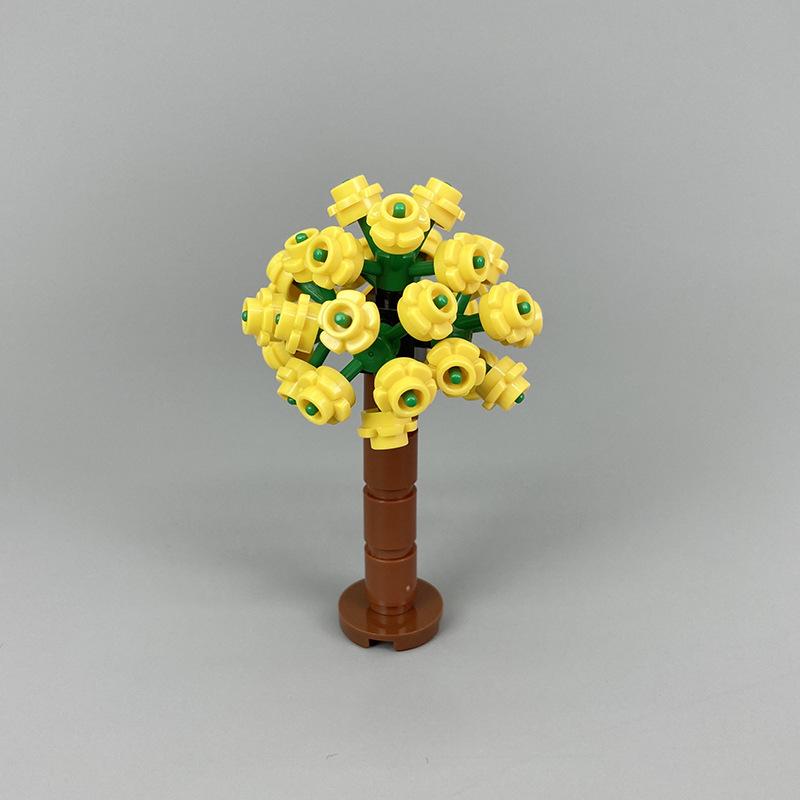 MOC Home Garden Scene Parts Set, Flower and Tree Plant Building Block Set, Wedding Courtyard Scene