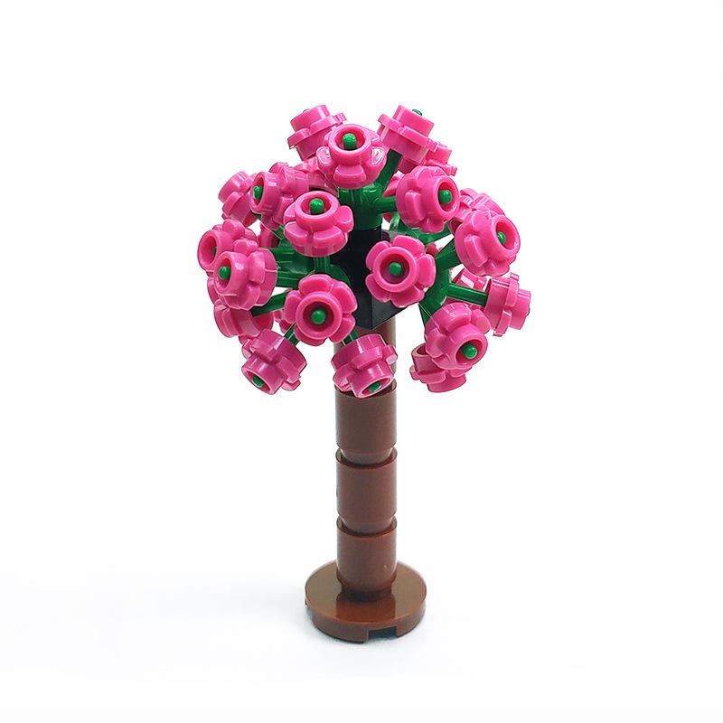 MOC Home Garden Scene Parts Set, Flower and Tree Plant Building Block Set, Wedding Courtyard Scene