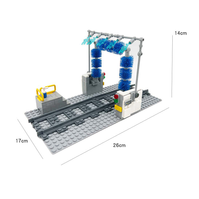 Train Track Scene, Small Particle Building Block Track Accessories, DIY Train Track Tunnel Waiting Shelter Set