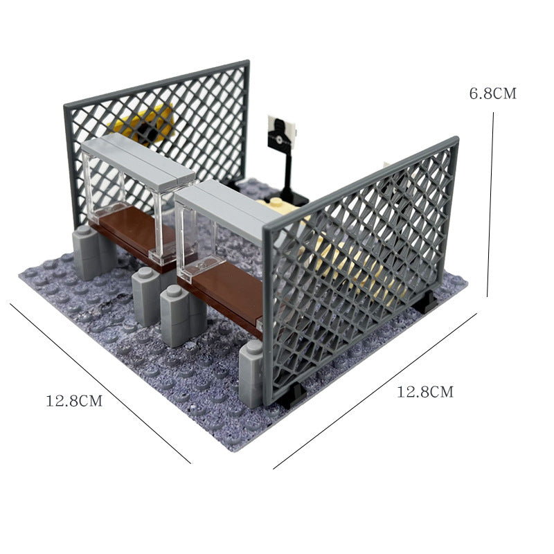 MOC Military Base Scene, Sentry Post and Shooting Range Set, DIY Assembled Small Particle Building Block Scene