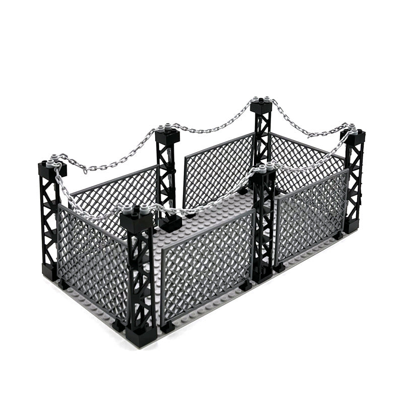 Chain Military Fence, Dinosaur Protective Net, Small Particle Building Block MOC Scene