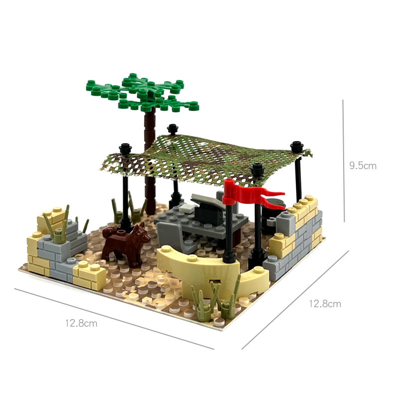 Desert Military Scene Set, Sentry Post Command Camp Scene Set, Diy Assembly Small Particle Building Block Moc Scene - SKU - OurGobricks