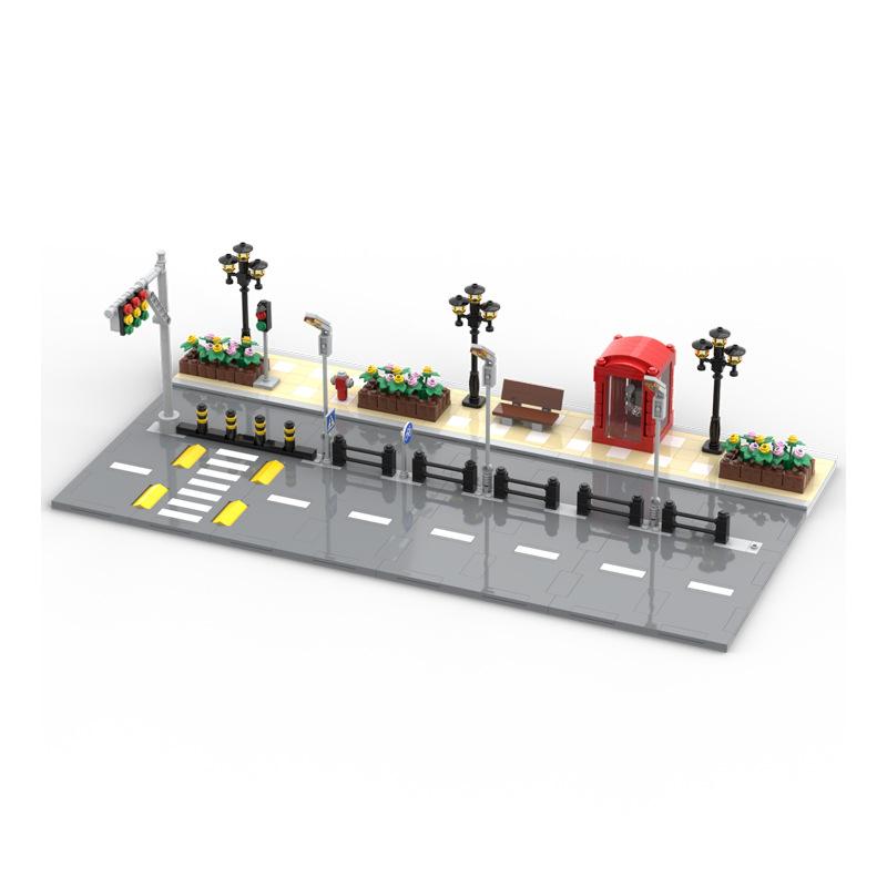 Moc Compatible Small-Particle Building Blocks, City Street Scene Building Block Set, Road Base Plate Street Scene Highway Plate Parts