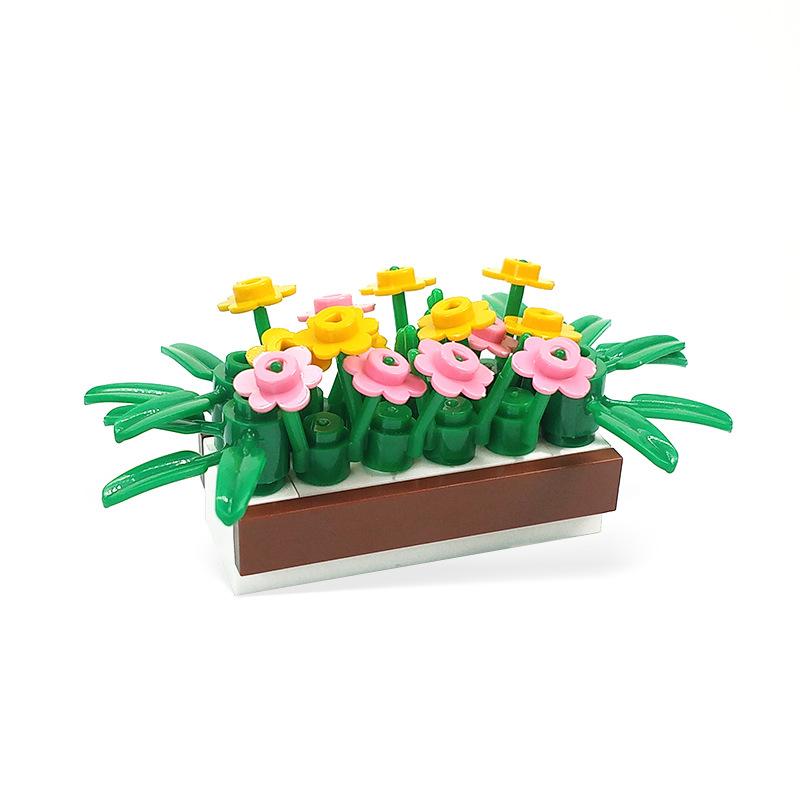 Garden Scene Building Block Parts, Compatible With Small Particle Flower Fields And Flower Beds, Botanical Garden Moc Set