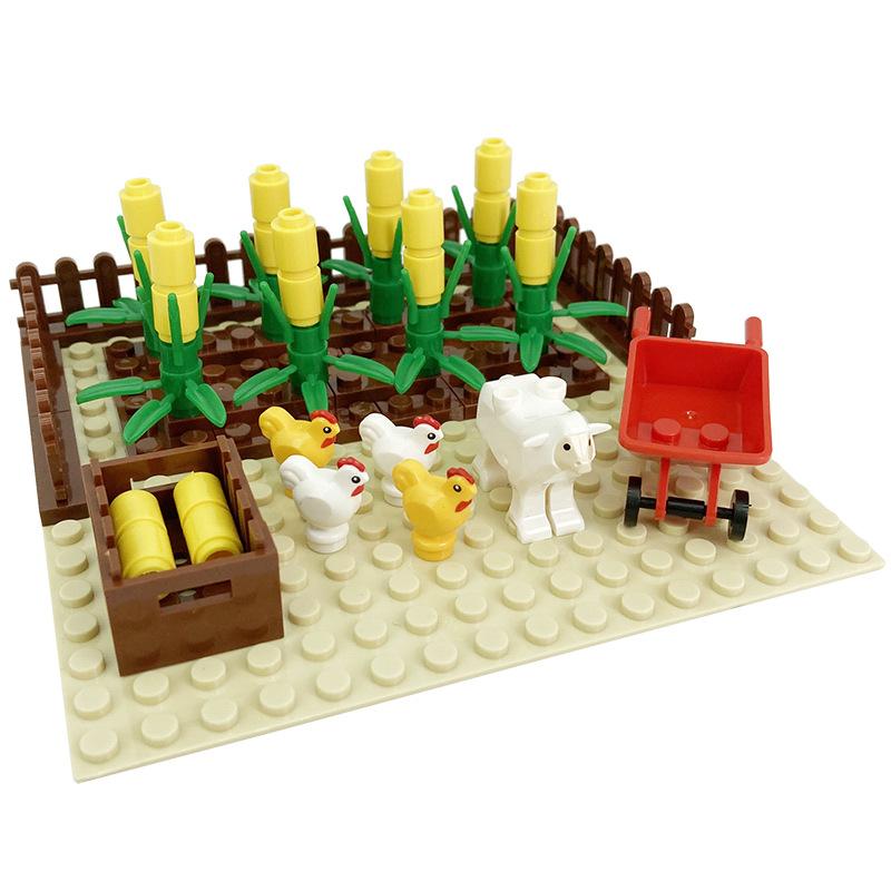 MOC Bauernhof-Szene-Bausteinset, Haus- und Gartenbausteine ¨C Montageteile