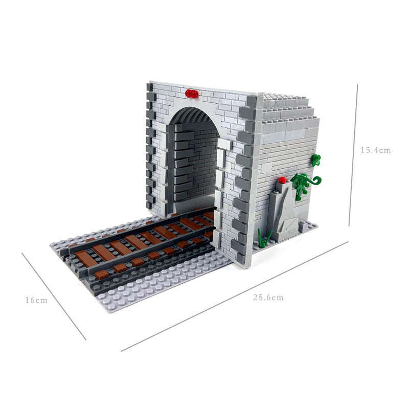 Train Track Scene, Small Particle Building Block Track Accessories, DIY Train Track Tunnel Waiting Shelter Set