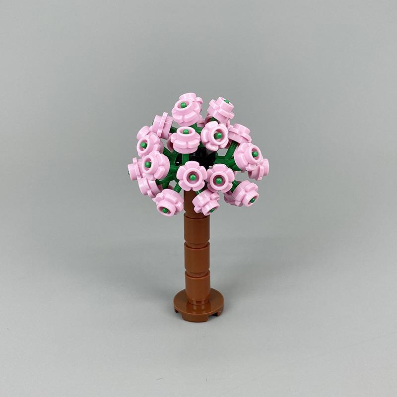 MOC Home Garden Scene Parts Set, Flower and Tree Plant Building Block Set, Wedding Courtyard Scene