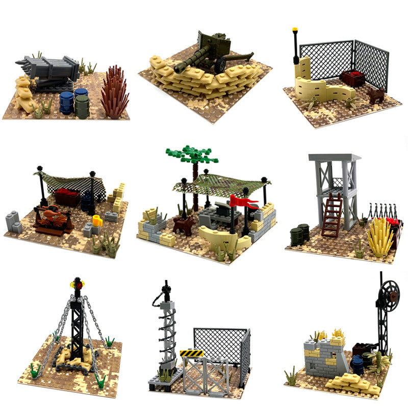 Desert Military Scene Set, Sentry Post Command Camp Scene Set, Diy Assembly Small Particle Building Block Moc Scene - SKU - OurGobricks