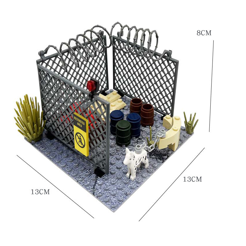 MOC Military Base Scene, Sentry Post and Shooting Range Set, DIY Assembled Small Particle Building Block Scene