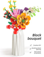 Intelligent Small Particle Assembly Building Blocks in the Shape of Flowers, Compatible with Realistic Everlasting Flowers, Best Birthday and Christmas Gift
