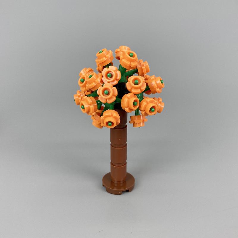 MOC Home Garden Scene Parts Set, Flower and Tree Plant Building Block Set, Wedding Courtyard Scene