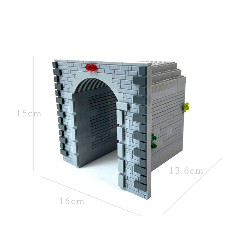 Train Track Scene, Small Particle Building Block Track Accessories, DIY Train Track Tunnel Waiting Shelter Set