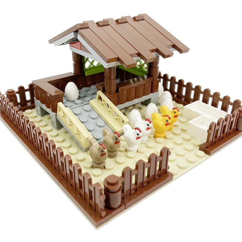 MOC Bauernhof-Szene-Bausteinset, Haus- und Gartenbausteine ¨C Montageteile