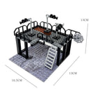 MOC Military Base Scene, Sentry Post and Shooting Range Set, DIY Assembled Small Particle Building Block Scene