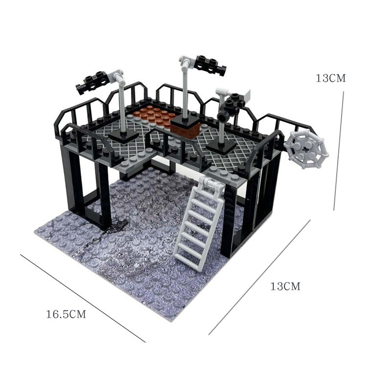 MOC Military Base Scene, Sentry Post and Shooting Range Set, DIY Assembled Small Particle Building Block Scene
