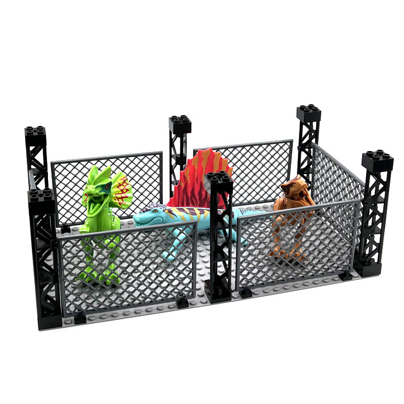 Chain Military Fence, Dinosaur Protective Net, Small Particle Building Block MOC Scene