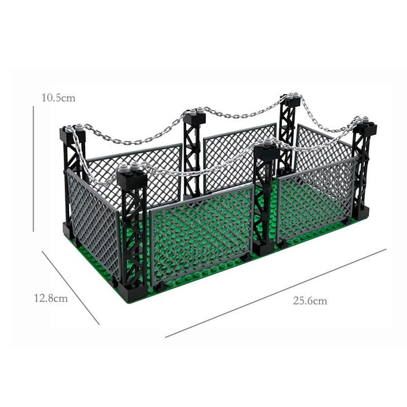 Chain Military Fence, Dinosaur Protective Net, Small Particle Building Block MOC Scene