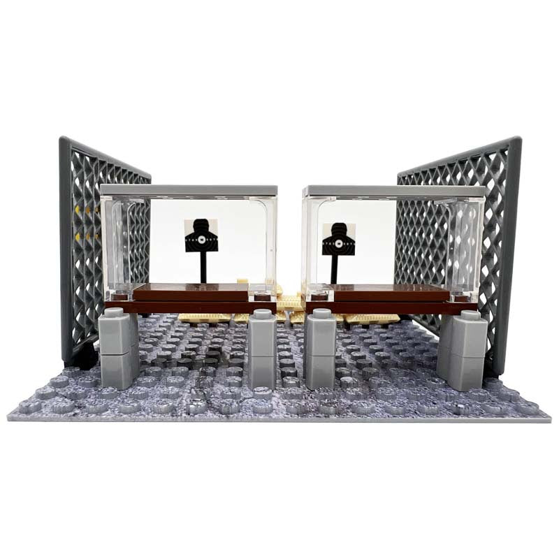 MOC Military Base Scene, Sentry Post and Shooting Range Set, DIY Assembled Small Particle Building Block Scene