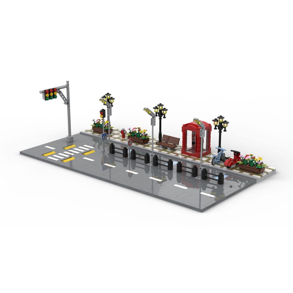 Moc Compatible Small-Particle Building Blocks, City Street Scene Building Block Set, Road Base Plate Street Scene Highway Plate Parts
