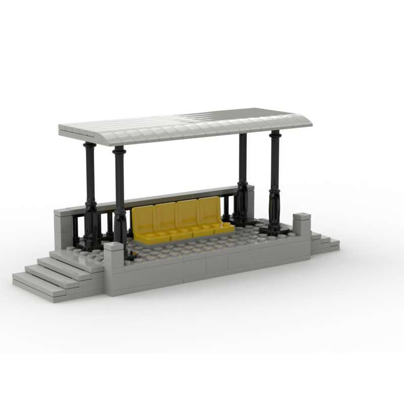 Train Track Scene, Small Particle Building Block Track Accessories, DIY Train Track Tunnel Waiting Shelter Set